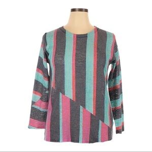 Nally & Millie Stripe Color Block 3/4 Sleeve Pullover Sweater Size XL